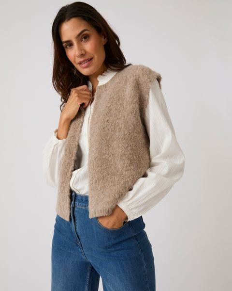 Gilet sans manches maille bouclette