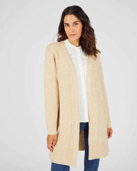 Gilet long maille fantaisie