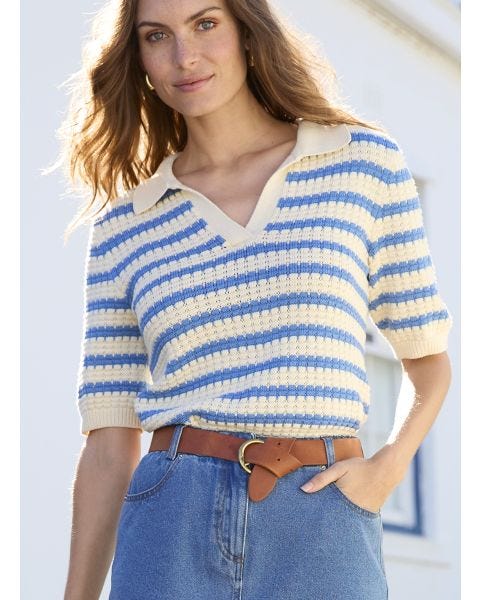 Pull col polo rayé