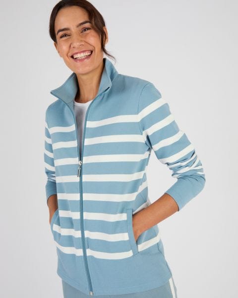 Veste de détente molleton rayé