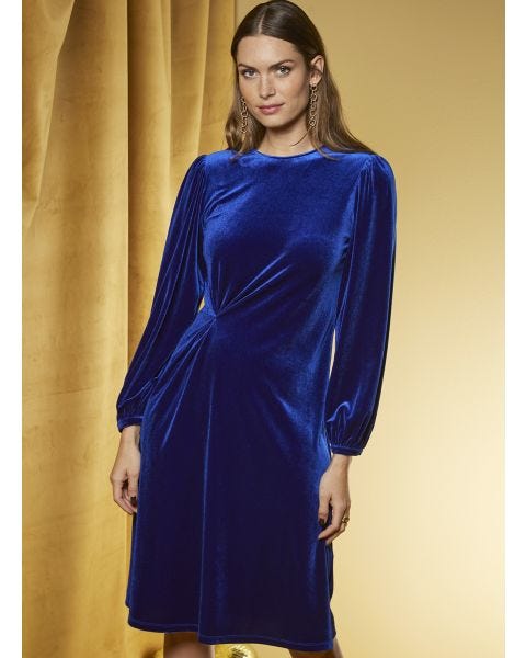 Robe effet drapé maille velours ras