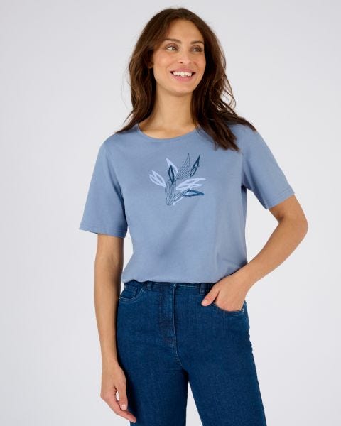 T-shirt motif ton sur ton pailleté