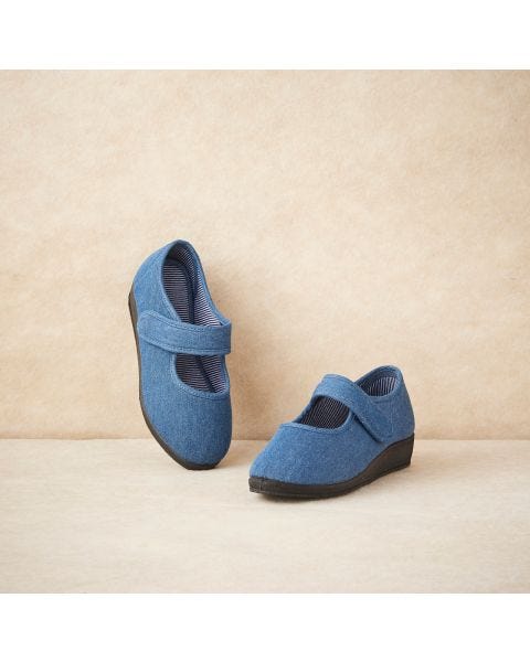 Chaussons à scratch effet jean