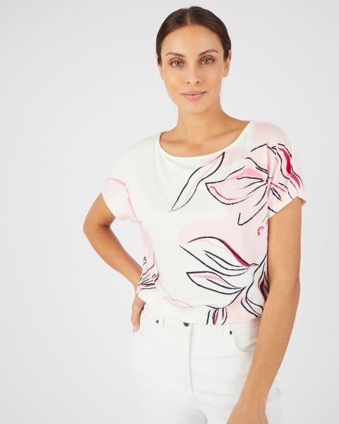 T-shirt crêpe imprimé fleuri devant