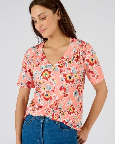 T-shirt fleuri viscose stretch
