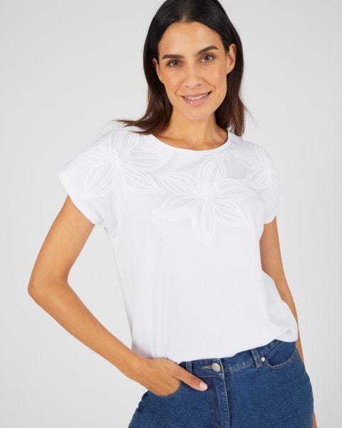 T-shirt broderie ton sur ton