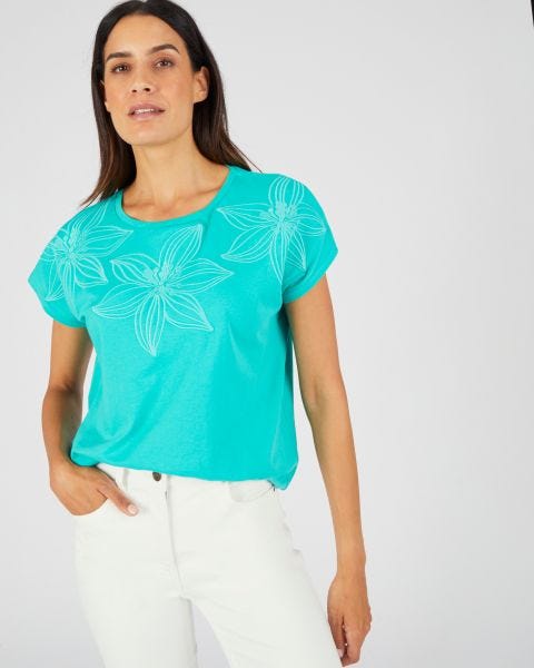 T-shirt broderie ton sur ton