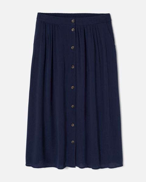 Jupe boutonnée en tissu créponné pure viscose