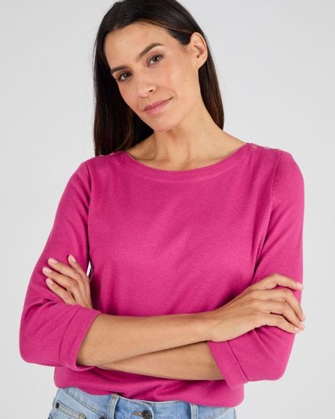 T-shirt uni ou rayé manches 3/4