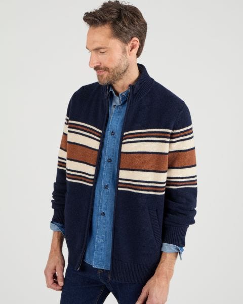 Gilet zippé col montant 50% laine