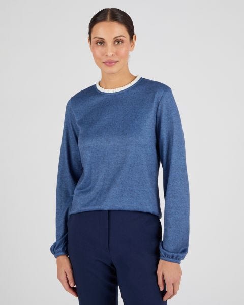 T-shirt maille chaude col volanté