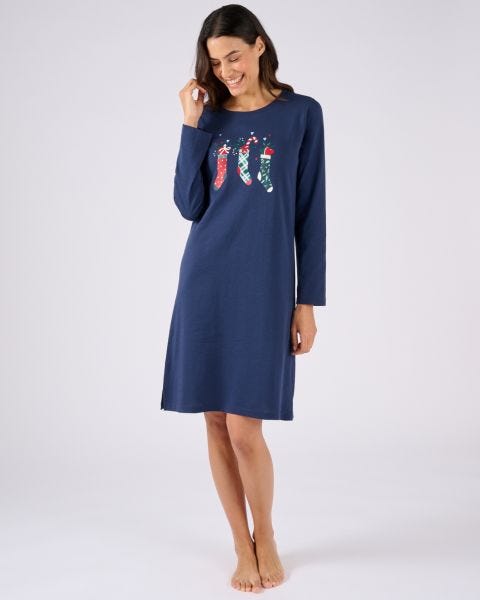 Chemise de nuit de Noël en maille jersey pur coton peigné
