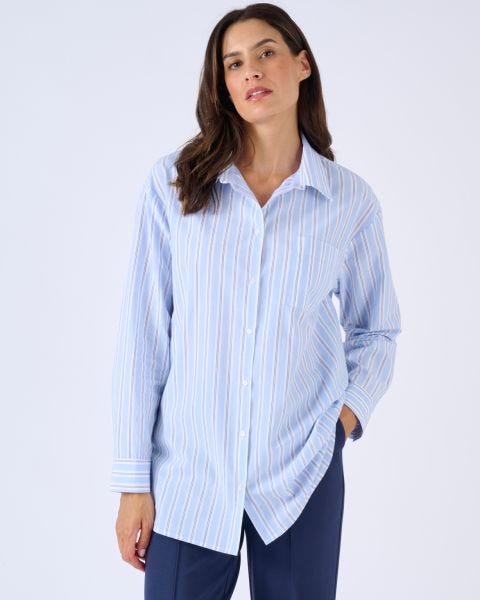 Chemise rayée en popeline