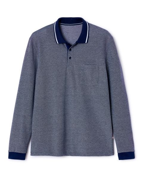 Polo manches longues en maille piquée