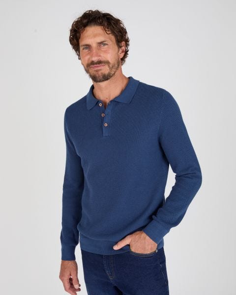 Pull col polo en maille fantaisie