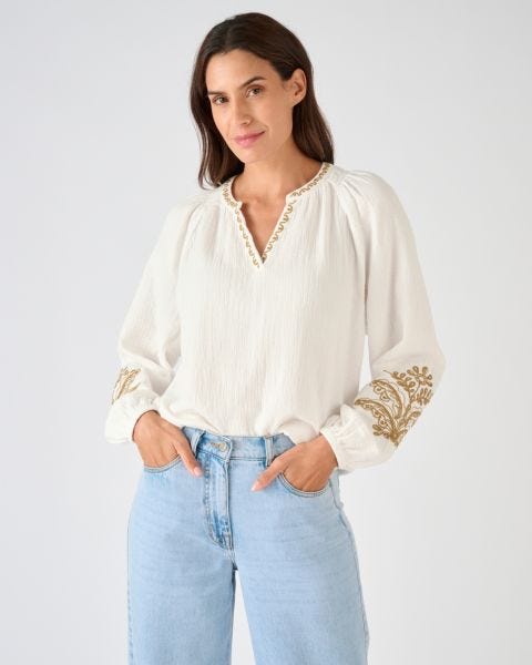 Blouse brodée en gaze de coton