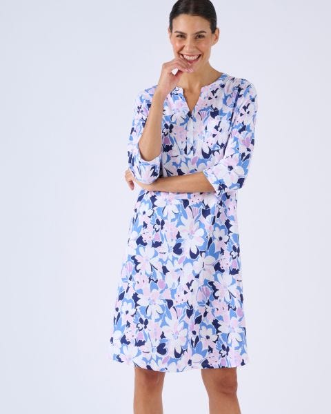 Chemise de nuit col tunisien en pur coton