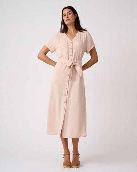 Robe-saharienne tissu crêpe
