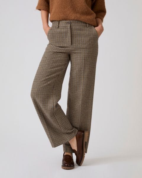 Pantalon large motif pied-de-poule