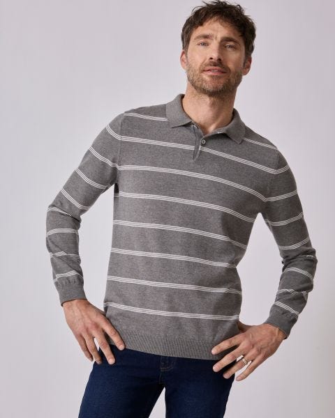 Pull col polo rayé