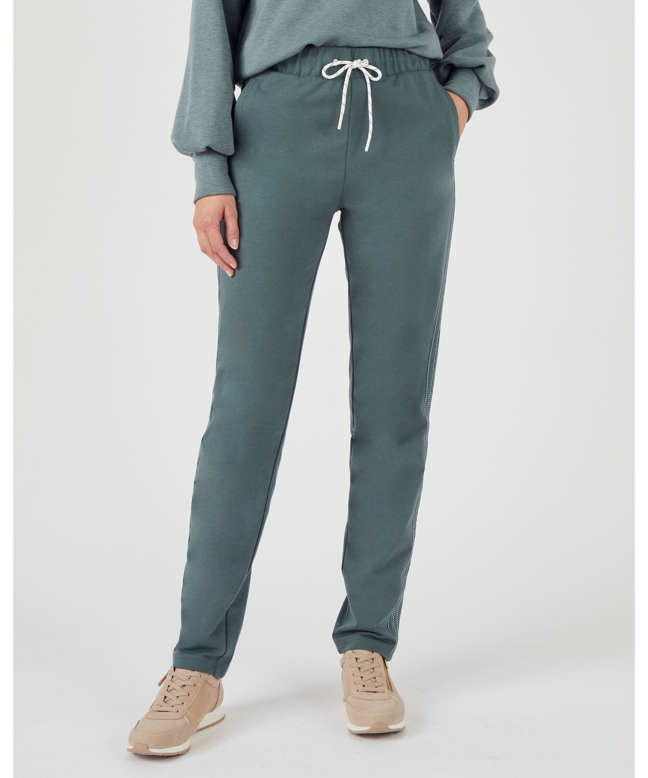 Survêtement Ted Lapidus Femme Taille M - Ensemble Pantalon + Veste Polyester, Couleur Gris Bleu, Occasion