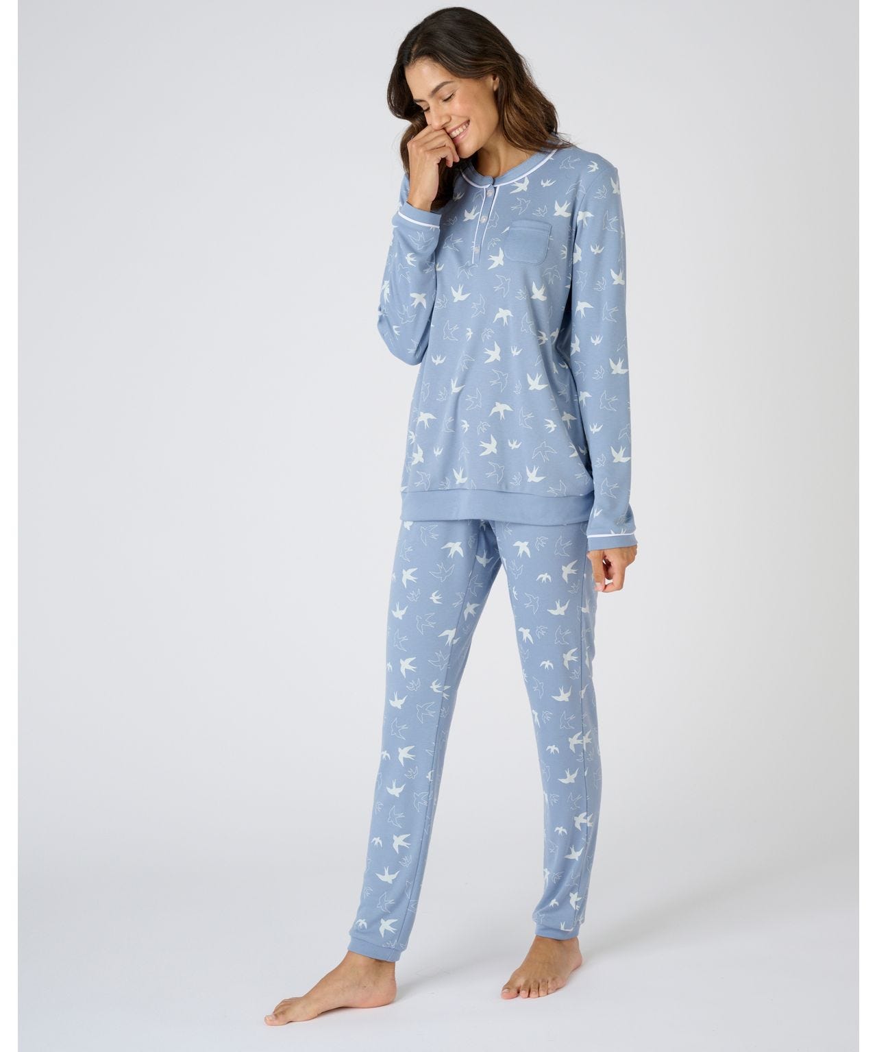 Ensemble Nuit Hiver Pyjama Femme Hiver Litherday - Haut Et Bas Carreaux - 100% Coton - Manches Longues Confort Nuit