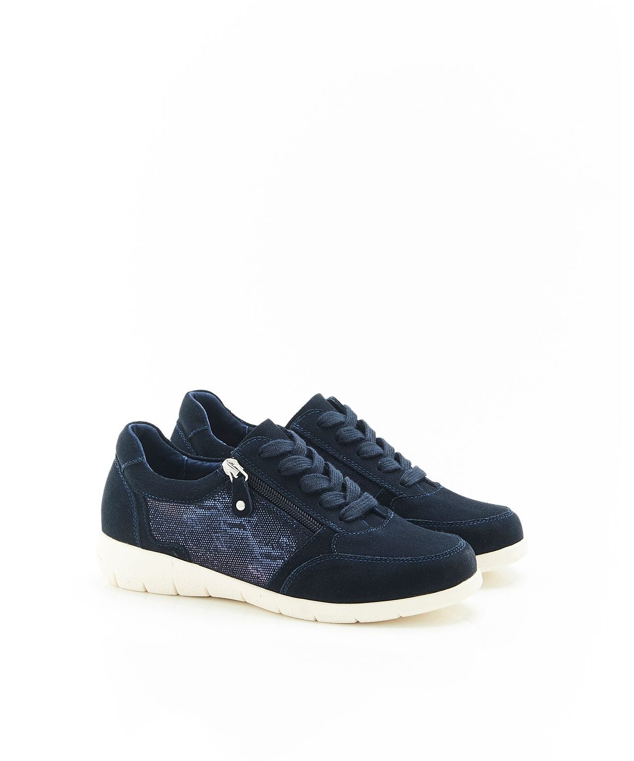 Chaussures Mocassin Femme DAMART - Pointure 41, Bleu, Compensé - Cuir Et Suédine - Neuf Sans Boîte