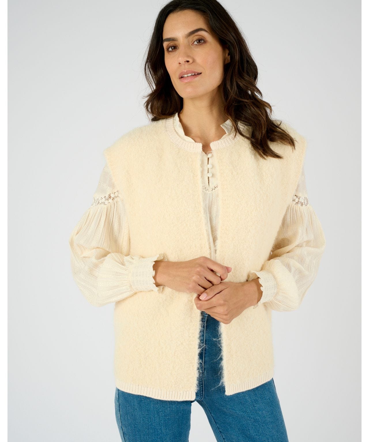 Gilet sans manches maille bouclette Gilet