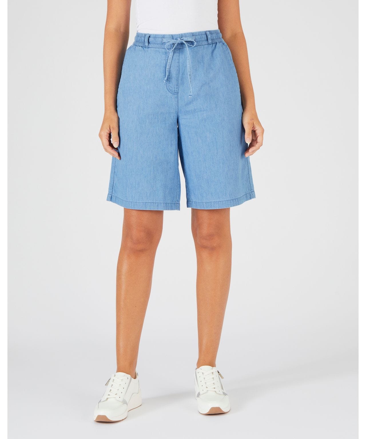 Shorty Short Soldes Femme Bermuda Tissu Chambray Short