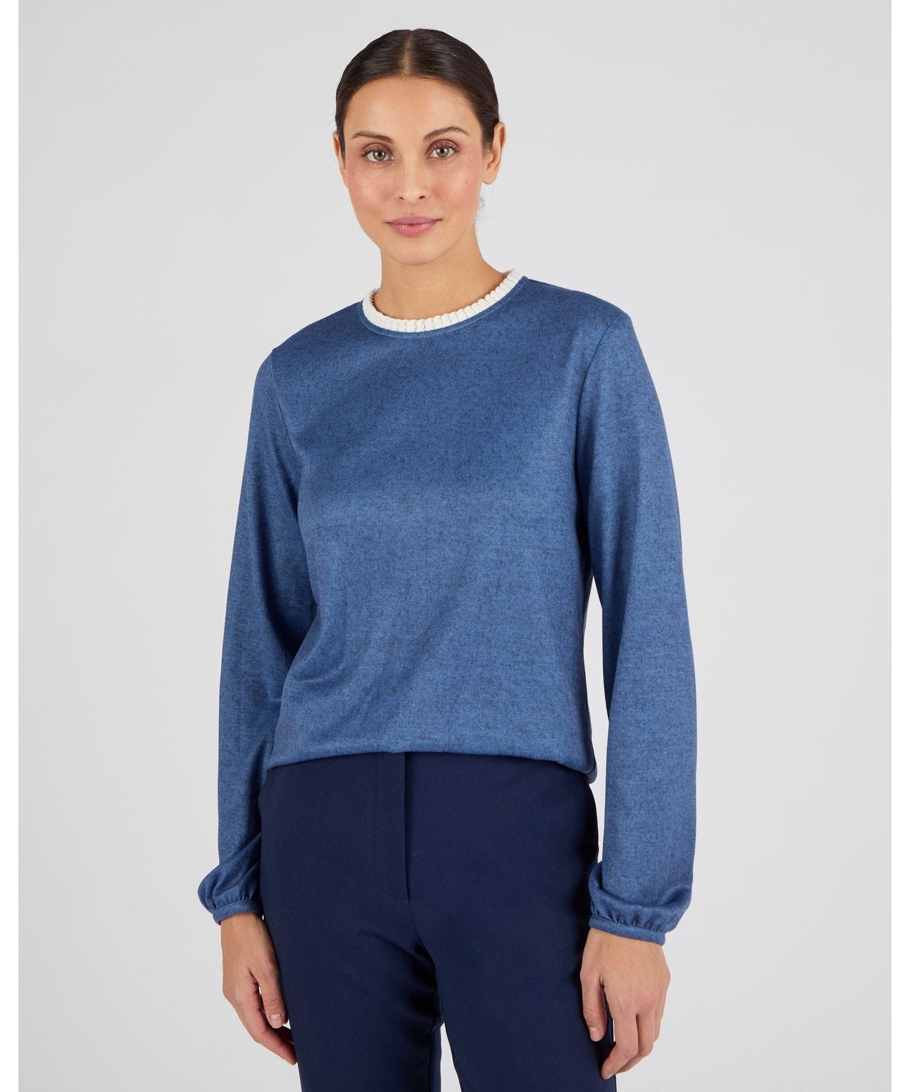 Joli T-shirt Femme Gris à Volants Damart - Taille 14/16 En Polycoton - Occasion En Très Bon état