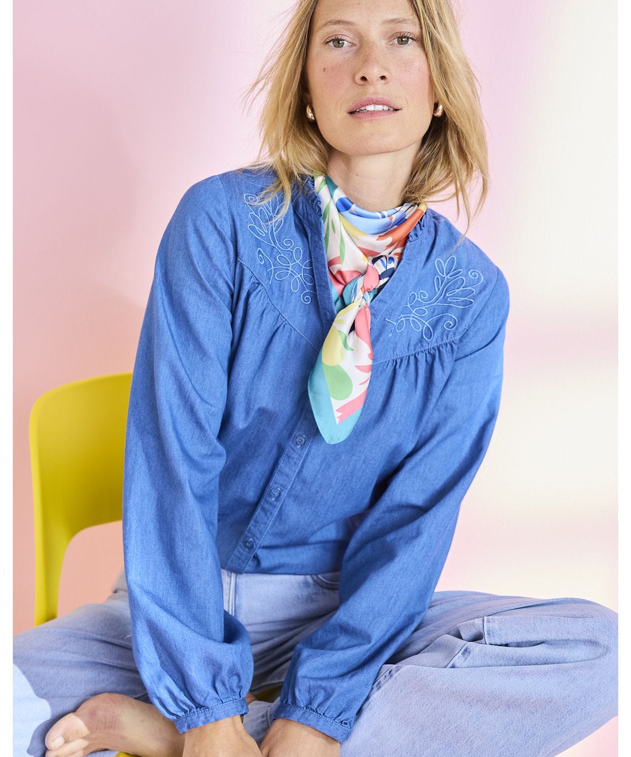 Susenstone Femme Chemisier Coton Haut Couleur Unie Manches Longues