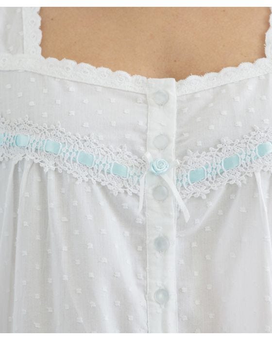 Chemise De Nuit 100 % Coton : Chemise De Nuit Blanche Sans