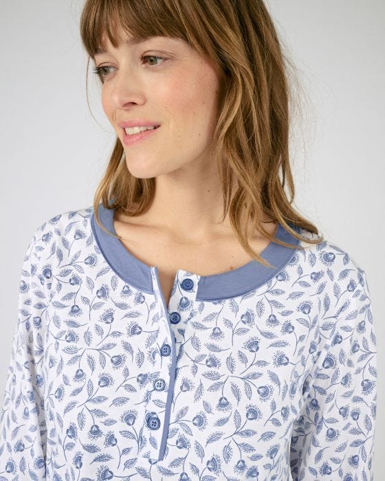 Pyjama Homme Damart 100% Coton Peigné - Ensemble Haut Et Bas - Maille Jersey Confortable - Taille S à XXL - Bleu - 9