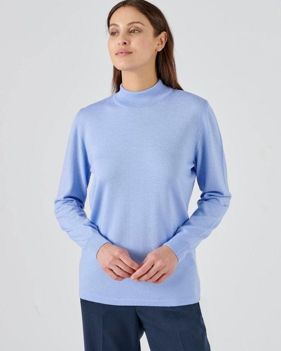 Pull Chaud Col Montant Femme Bleu Ciel