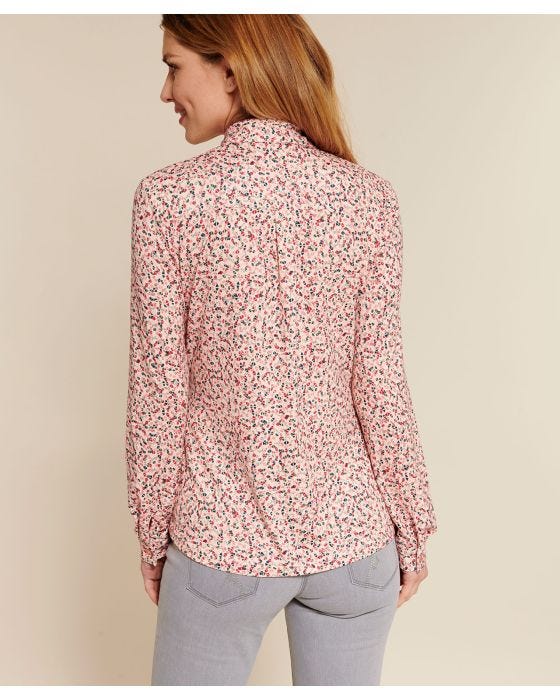 Chemisier En Maille Chaude Femme Damart – Imprimé Graphique – Manches 3/4 – Encolure V – Polyester Recyclé – Taille 34/36 à 54/56