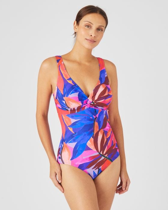 Maillot De Bain Une Pièce Empreinte – Taille 38D, Rouge/orange, Réf 1242TW