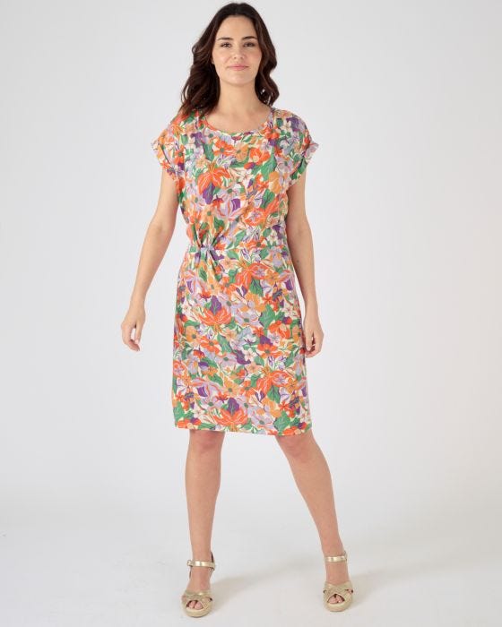 Robe Vintage Fleurie Damart – Vert Et Blanc, Taille 40/42/44, Style Années 50
