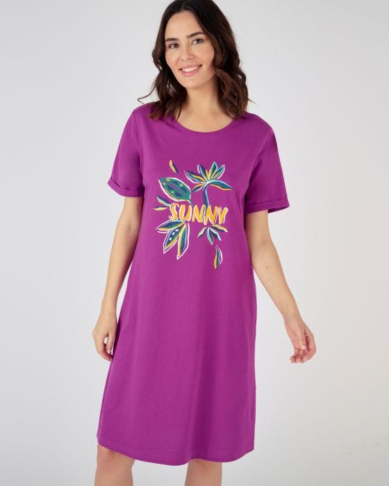 Chemise de nuit manches courtes pur coton peigne Chemise de nuit Damart