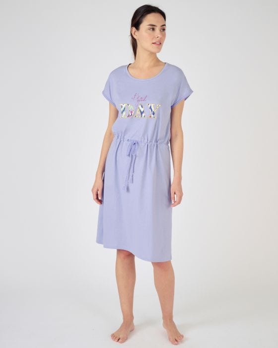 Chemise de nuit fantaisie maille peigne pur coton peigne Chemise de nuit Damart