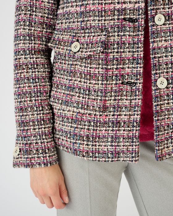 Veste Blazer En Tweed Métallisé Violet Et Doré Etro - Taille 42 - Italie