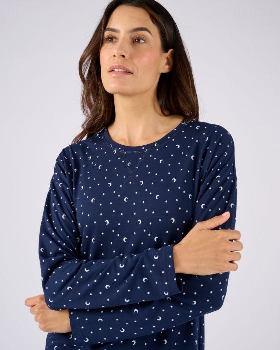 Liquette Maglia Damart Donna In Puro Cotone | Manica Lunga, Scollo Rotondo, Tasca Con Fiocco | Lunghezza 95 Cm | Colori Blu, Grigio, Rosa | Taglie XS-XXL - 2