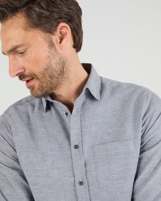 Chemise Homme Journal Standard En Flanelle Grise – Taille M, Motif Check, Coupe Ajustée